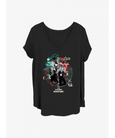 Marvel Doctor Strange In The Multiverse of Madness Magic Glitch Girls T-Shirt Plus Size $8.55 T-Shirts