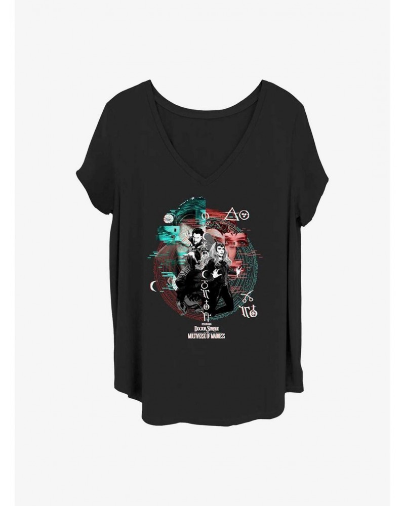 Marvel Doctor Strange In The Multiverse of Madness Magic Glitch Girls T-Shirt Plus Size $8.55 T-Shirts