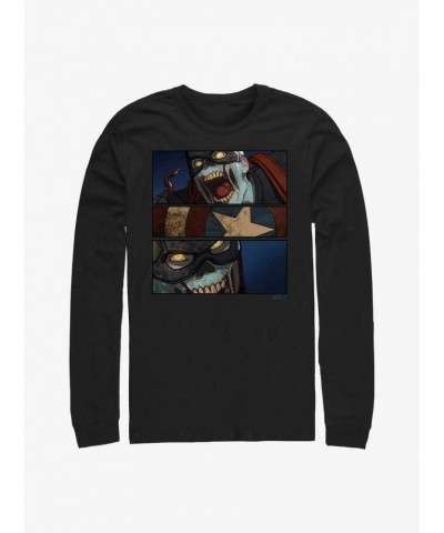 Marvel What If...? Tri-Panel Zombie Captain America Long-Sleeve T-Shirt $10.00 T-Shirts