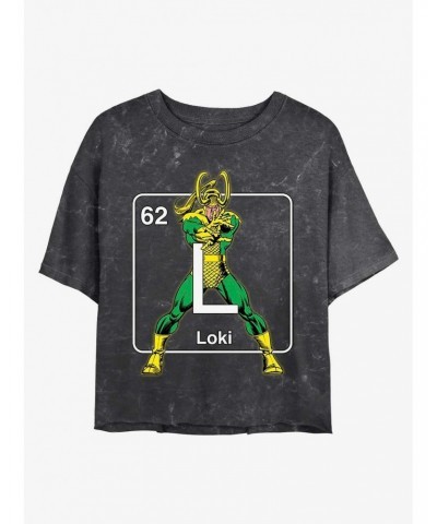 Marvel Loki Periodic Loki Mineral Wash Crop Girls T-Shirt $7.86 T-Shirts