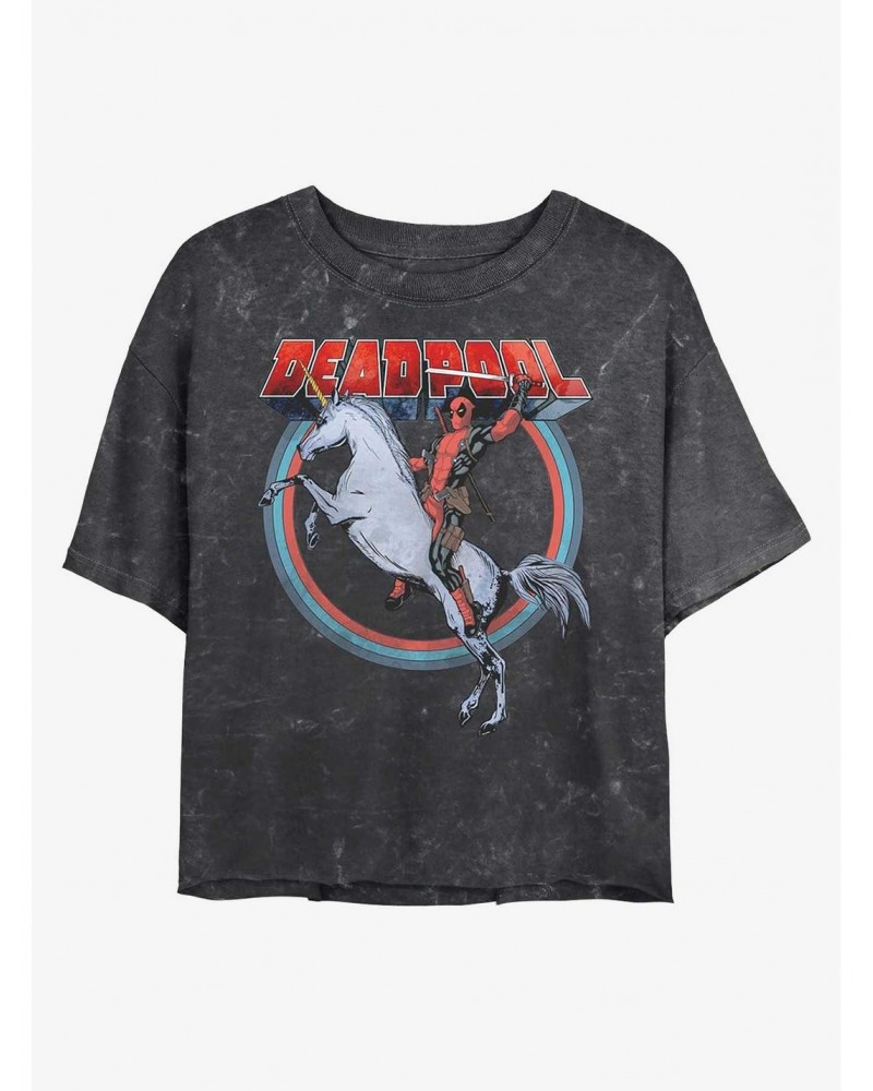 Marvel Unicorn Mineral Wash Crop Girls T-Shirt $9.02 T-Shirts