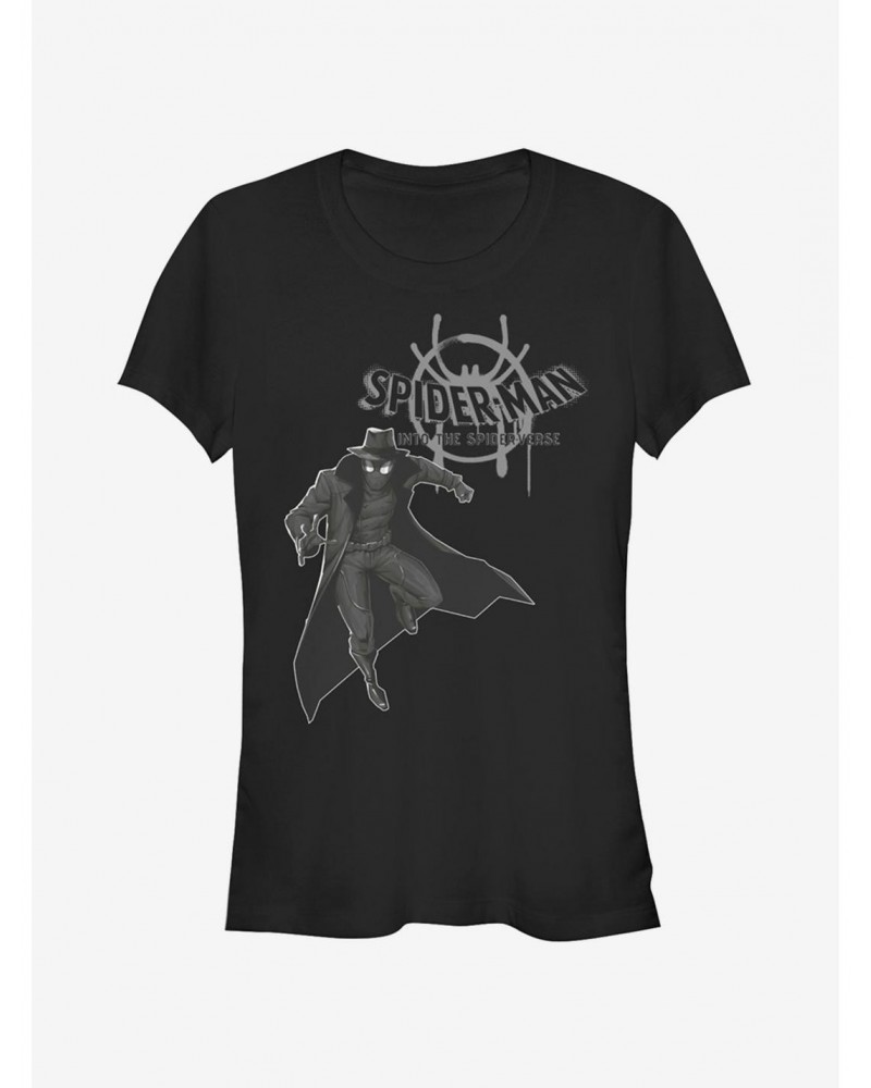 Marvel Spider-Man: Into The Spider-Verse Spider-Man Noir Girls T-Shirt $6.18 T-Shirts