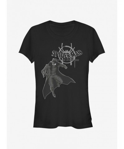 Marvel Spider-Man: Into The Spider-Verse Spider-Man Noir Girls T-Shirt $6.18 T-Shirts