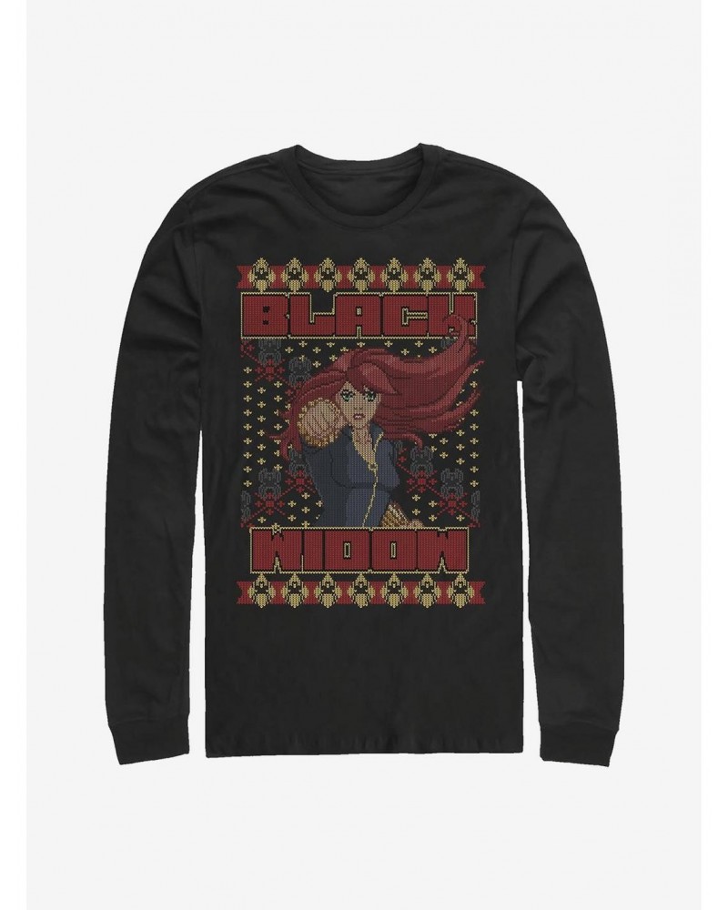 Marvel Black Widow Ugly Holiday Long-Sleeve T-Shirt $11.58 T-Shirts