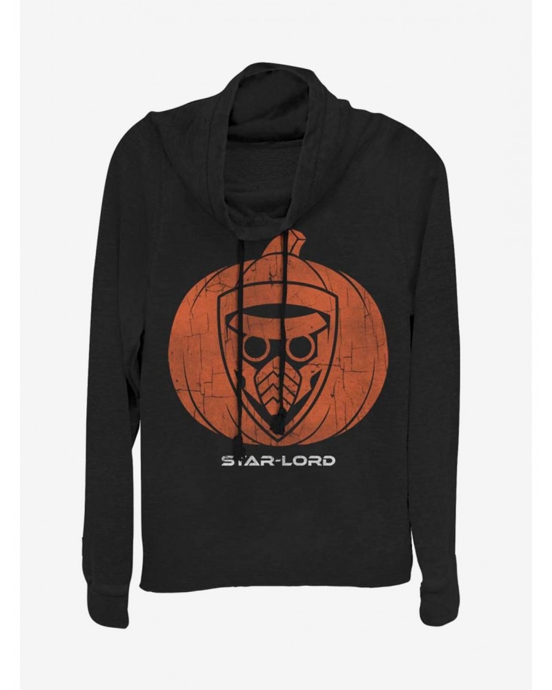 Marvel Guardians Of The Galaxy Star Lord Pumpkin Cowl Neck Long-Sleeve Girls Top $15.09 Tops