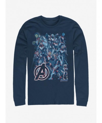 Marvel Avengers: Endgame Suit Group Navy Blue Long-Sleeve T-Shirt $9.48 T-Shirts