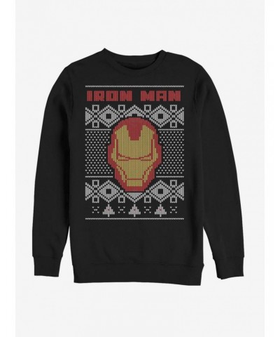 Marvel Iron Man Mask Ugly Christmas Crew Sweatshirt $14.76 Sweatshirts