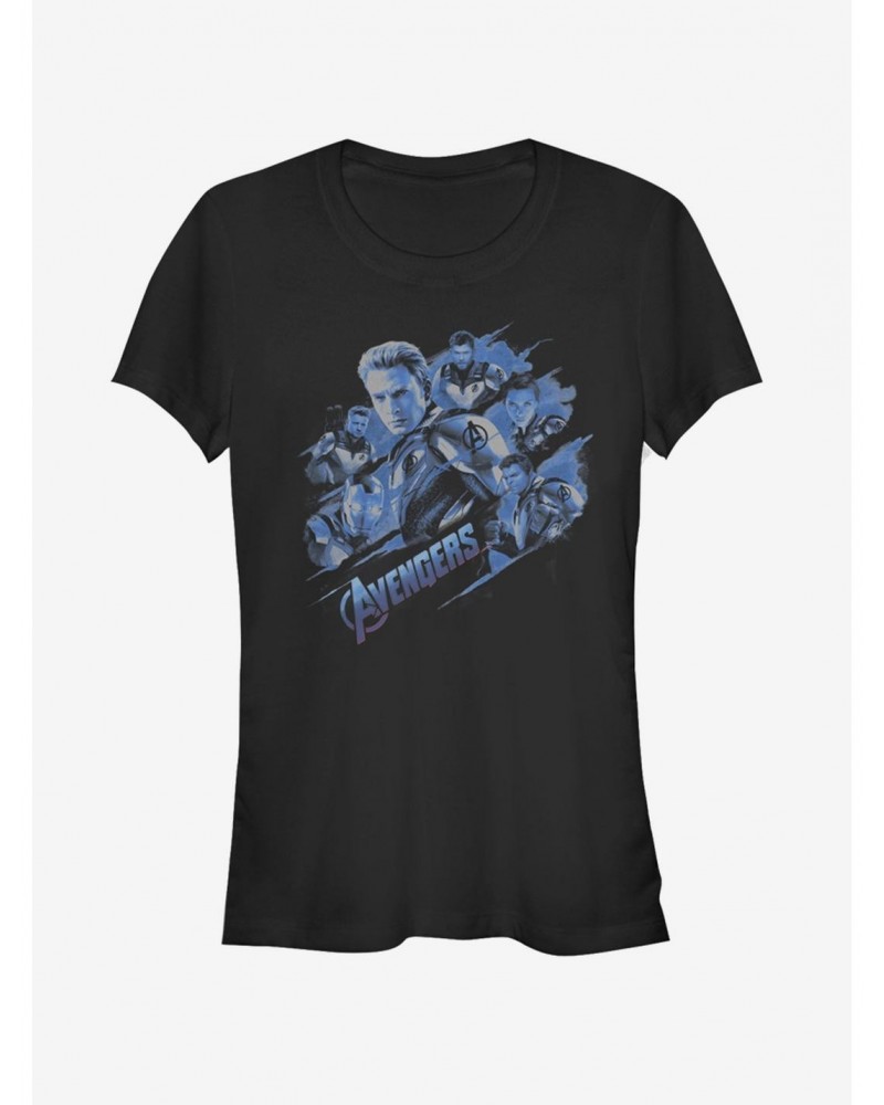 Marvel Avengers: Endgame Captain America Blue Shot Girls T-Shirt $7.37 T-Shirts