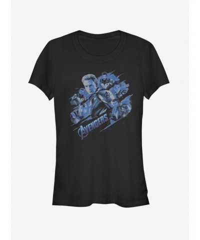 Marvel Avengers: Endgame Captain America Blue Shot Girls T-Shirt $7.37 T-Shirts