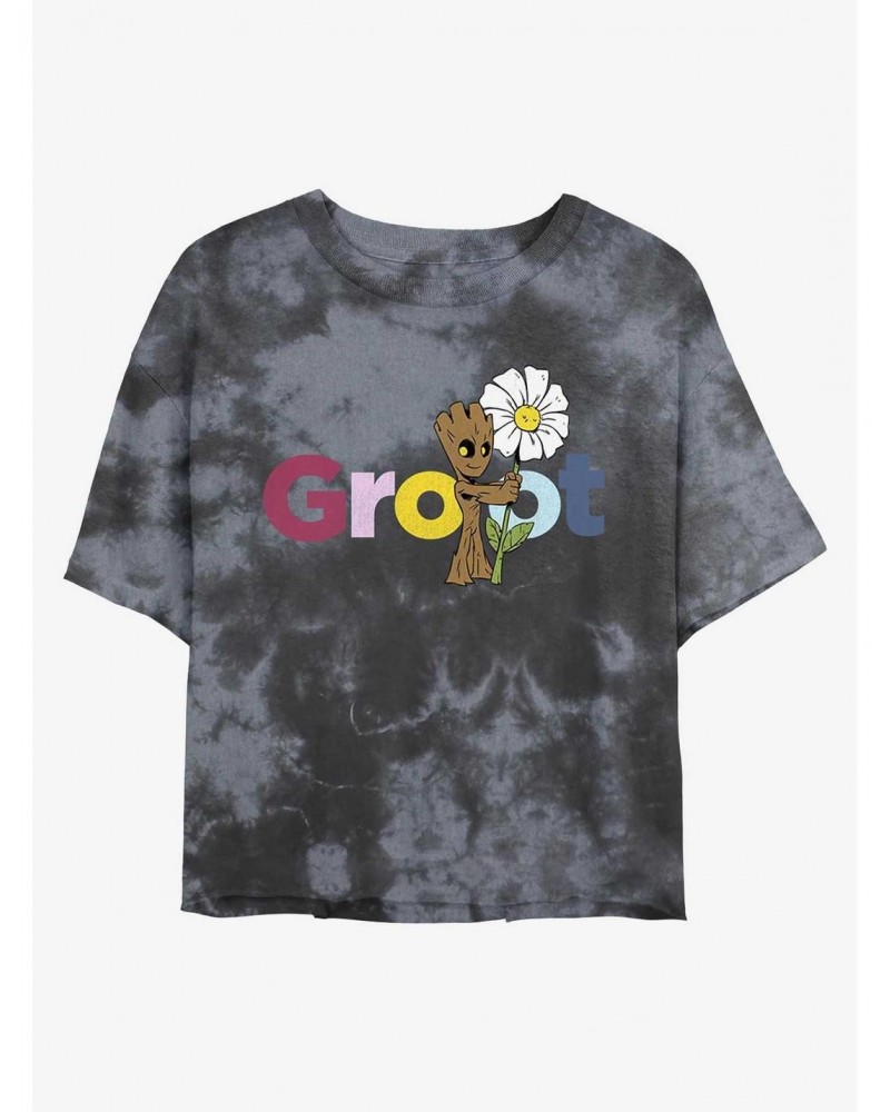 Marvel Guardians of the Galaxy Groot Tie-Dye Girls Crop T-Shirt $8.55 T-Shirts