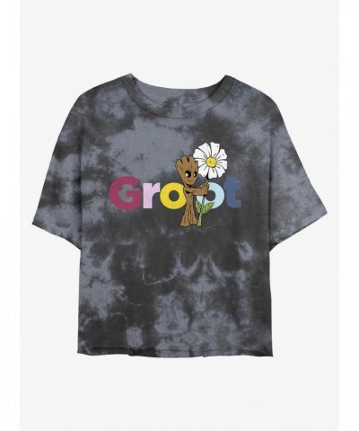 Marvel Guardians of the Galaxy Groot Tie-Dye Girls Crop T-Shirt $8.55 T-Shirts