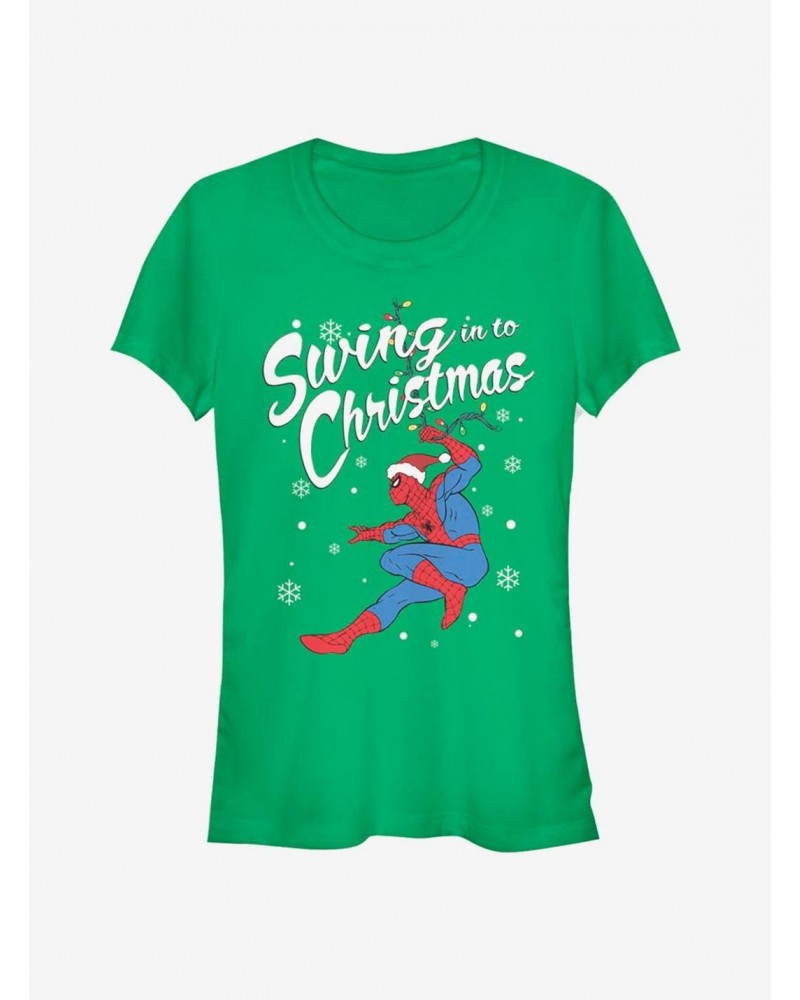 Marvel Spider-Man Swinging Spidey Christmas Girls T-Shirt $8.17 T-Shirts