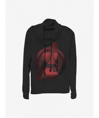 Marvel Black Widow Avenger Logo Cowlneck Long-Sleeve Girls Top $13.29 Tops