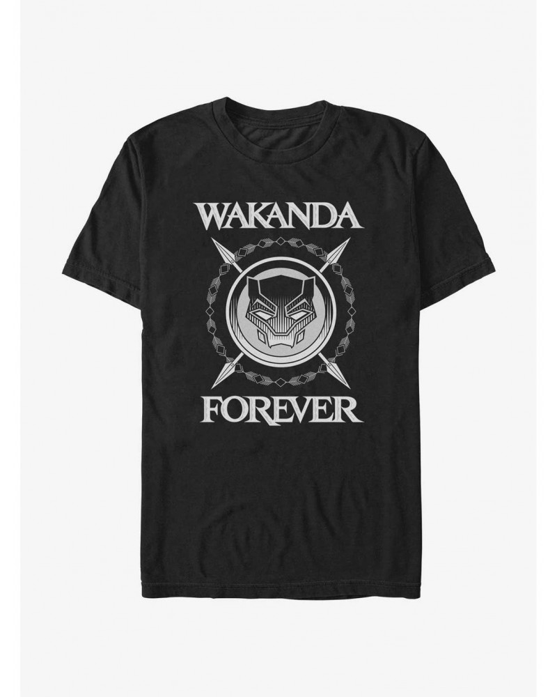 Marvel Black Panther: Wakanda Forever Crossed Spears Emblem Extra Soft T-Shirt $11.72 T-Shirts