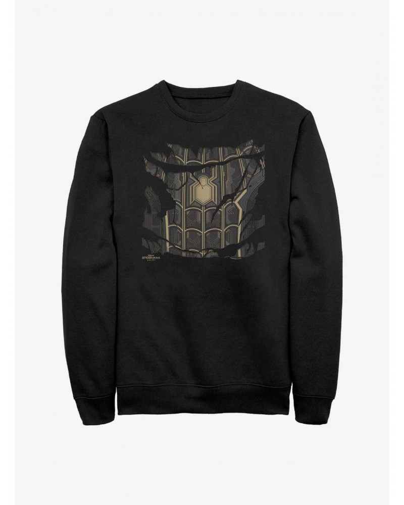 Marvel Spider-Man: No Way Home Black Ripped Suit Crew Sweatshirt $11.51 Sweatshirts