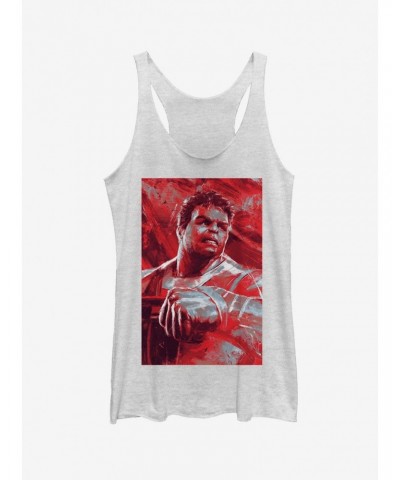 Marvel Avengers: Endgame Hulk Painted Girls White Heathered Tank Top $8.29 Tops