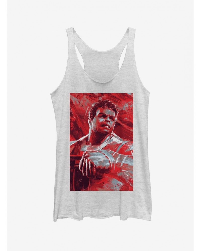 Marvel Avengers: Endgame Hulk Painted Girls White Heathered Tank Top $8.29 Tops