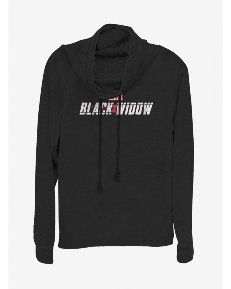 Marvel Black Widow Logo Cowl Neck Long-Sleeve Girls Top $15.45 Tops