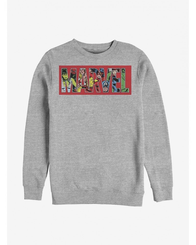 Marvel Logo Character Fill Crew Sweatshirt $13.58 Sweatshirts