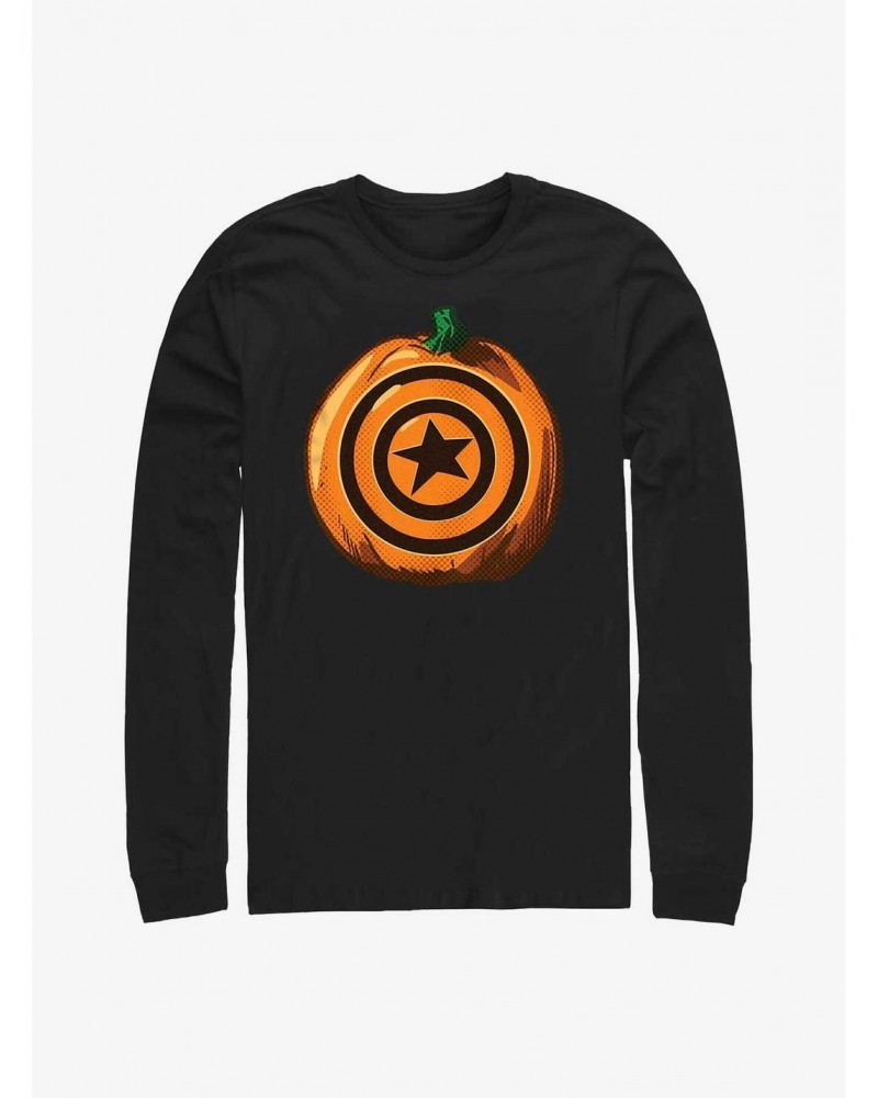 Marvel Captain America Pumpkin Logo Long-Sleeve T-Shirt $12.11 T-Shirts