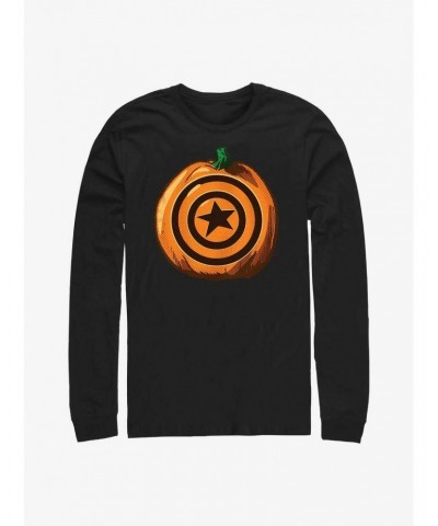 Marvel Captain America Pumpkin Logo Long-Sleeve T-Shirt $12.11 T-Shirts