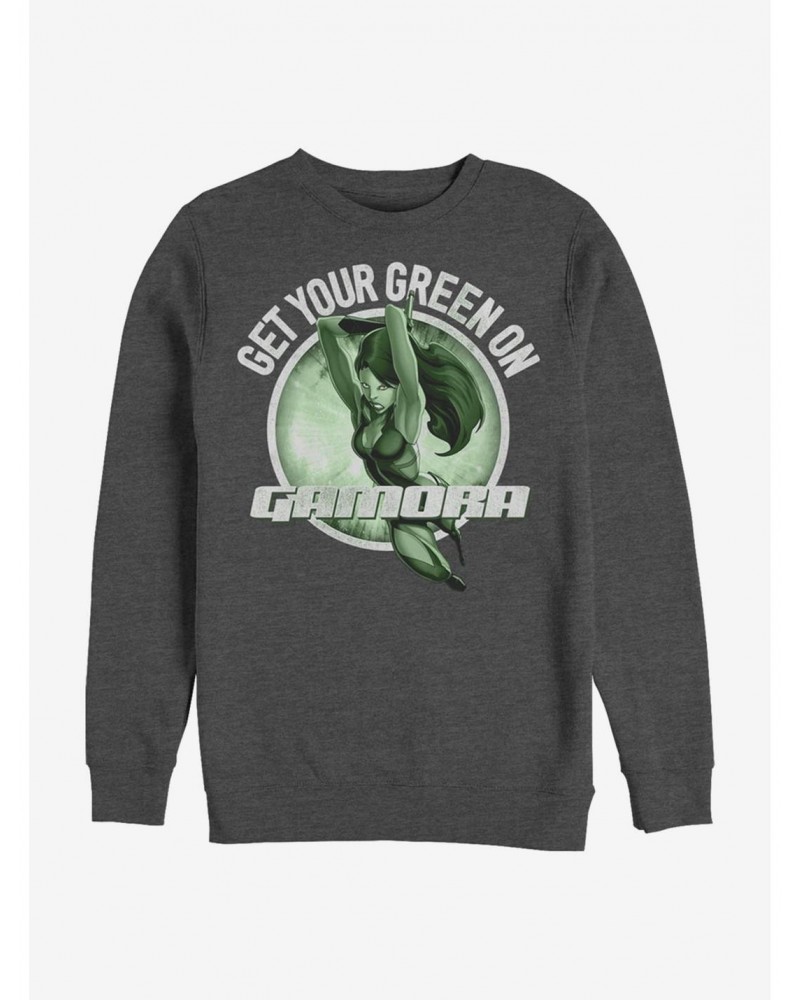 Marvel The Guardians Of The Galaxy Gamora Green Crew Sweatshirt $14.46 Sweatshirts