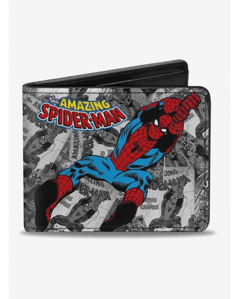 Marvel Spider-Man: The Amazing Spider Man Stacked Comic Books Action Poses Bi-Fold Wallet $6.43 Wallets