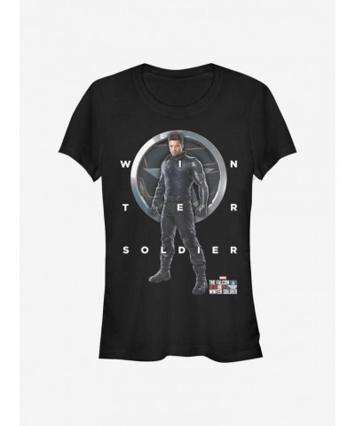 Marvel The Falcon And The Winter Soldier Winter Soldier Grid Text Girls T-Shirt $7.77 T-Shirts