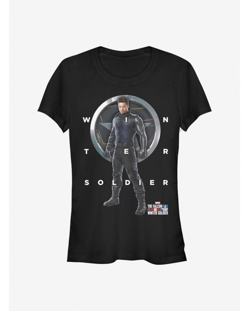 Marvel The Falcon And The Winter Soldier Winter Soldier Grid Text Girls T-Shirt $7.77 T-Shirts