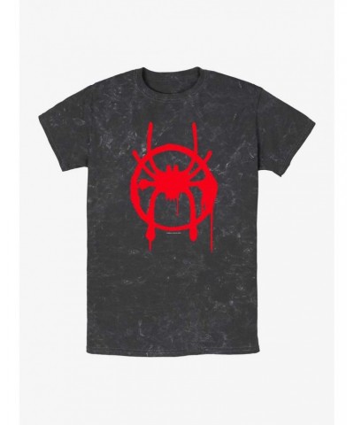 Marvel Spider-Man Miles Morales Symbol Mineral Wash T-Shirt $8.29 T-Shirts