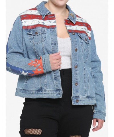 Her Universe Marvel Doctor Strange In The Multiverse Of Madness America Chavez Girls Denim Jacket Plus Size $10.79 Jackets