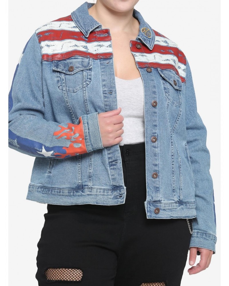 Her Universe Marvel Doctor Strange In The Multiverse Of Madness America Chavez Girls Denim Jacket Plus Size $10.79 Jackets