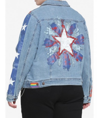 Her Universe Marvel Doctor Strange In The Multiverse Of Madness America Chavez Girls Denim Jacket Plus Size $10.79 Jackets