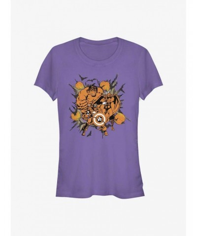 Marvel Avengers Group Pumpkin Girls T-Shirt $5.98 T-Shirts