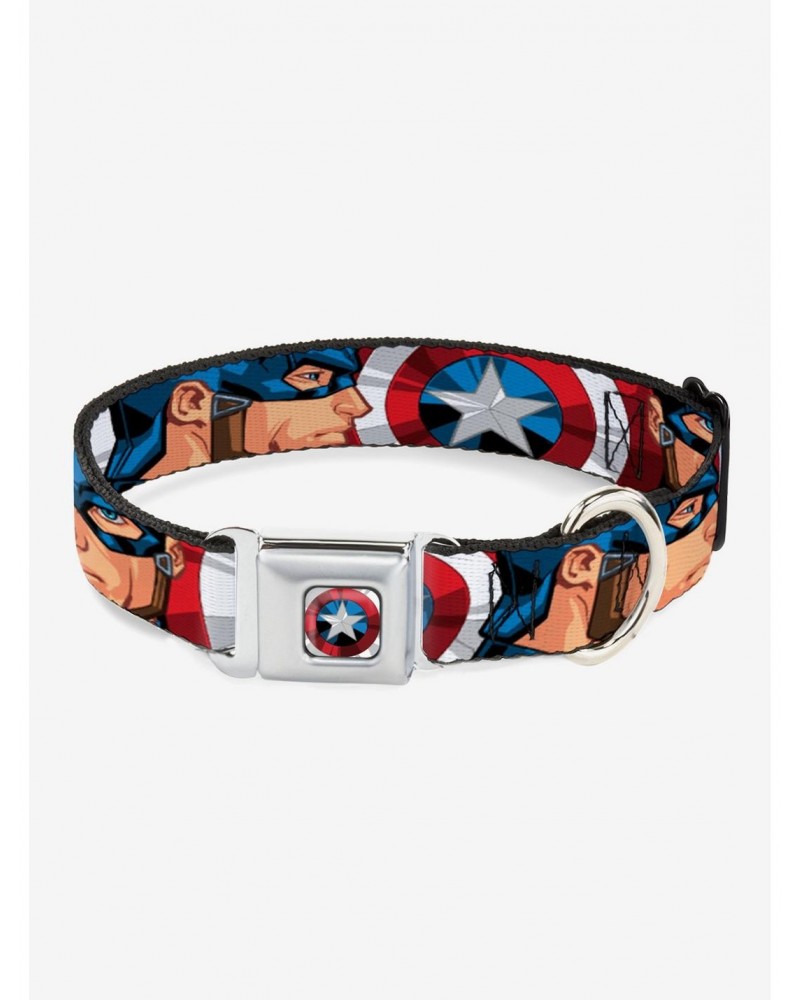 Marvel Captain America Face Turns Shield Close Up Dog Collar Seatbelt Buckle $10.08 Buckles