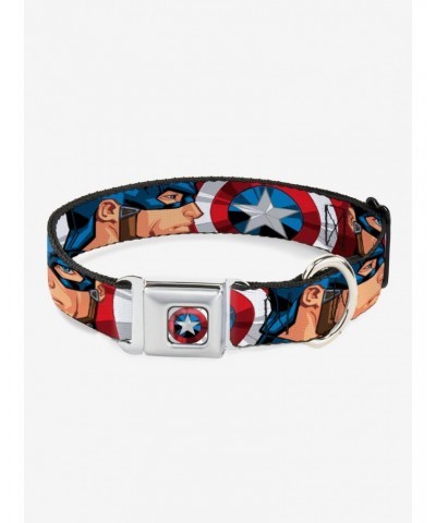 Marvel Captain America Face Turns Shield Close Up Dog Collar Seatbelt Buckle $10.08 Buckles