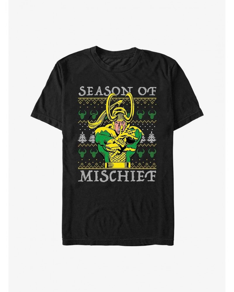 Marvel Loki Mischief Season Ugly Christmas T-Shirt $8.41 T-Shirts