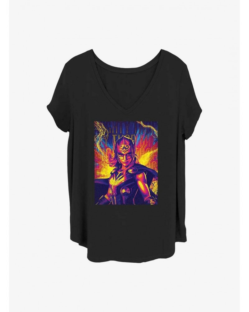 Marvel Thor: Love And Thunder Mighty Hero Lightning Girls T-Shirt Plus Size $7.17 T-Shirts