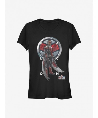 Marvel The Falcon And The Winter Soldier Falcon Grid Text Girls T-Shirt $9.56 T-Shirts