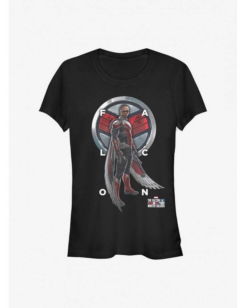 Marvel The Falcon And The Winter Soldier Falcon Grid Text Girls T-Shirt $9.56 T-Shirts