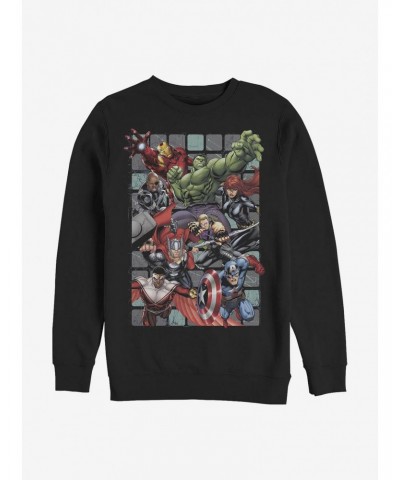 Marvel Avengers Assemble Squares Crew Sweatshirt $12.40 Sweatshirts