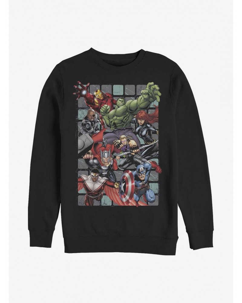 Marvel Avengers Assemble Squares Crew Sweatshirt $12.40 Sweatshirts