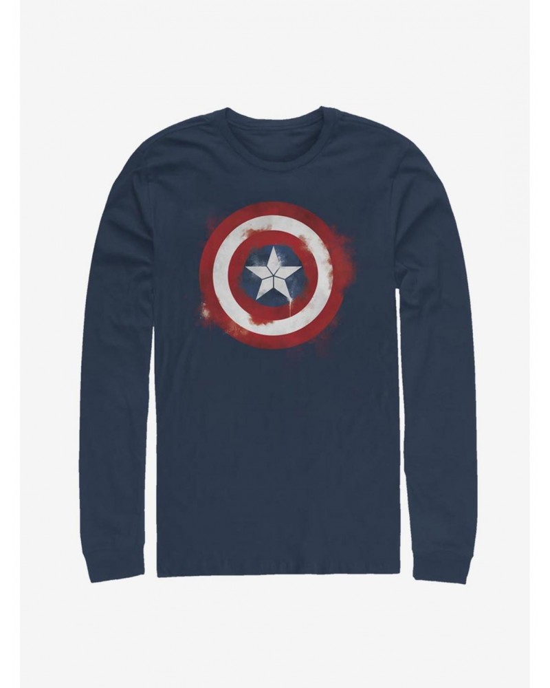 Marvel Captain America Spray Logo Long-Sleeve T-Shirt $9.21 T-Shirts