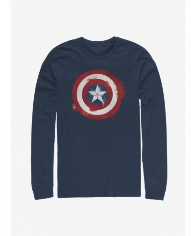 Marvel Captain America Spray Logo Long-Sleeve T-Shirt $9.21 T-Shirts