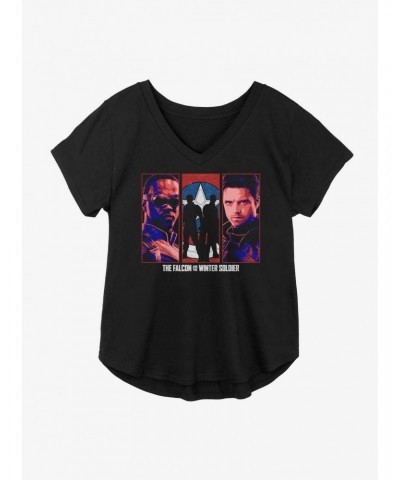 Marvel The Falcon And The Winter Soldier Group Panel Girls Plus Size T-Shirt $7.40 T-Shirts