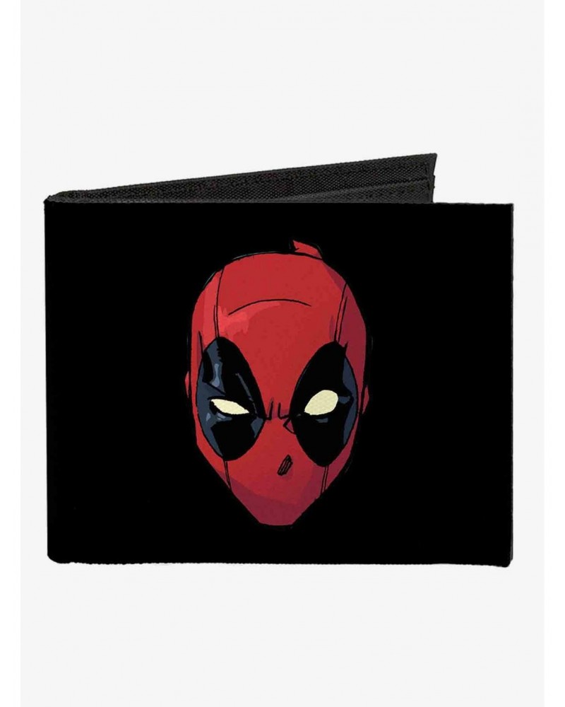 Marvel Deadpool Head Text Canvas Bifold Wallet $9.82 Wallets