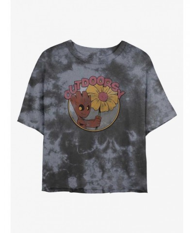 Marvel Guardians of the Galaxy Outdoorsy Groot Tie-Dye Girls Crop T-Shirt $10.40 T-Shirts