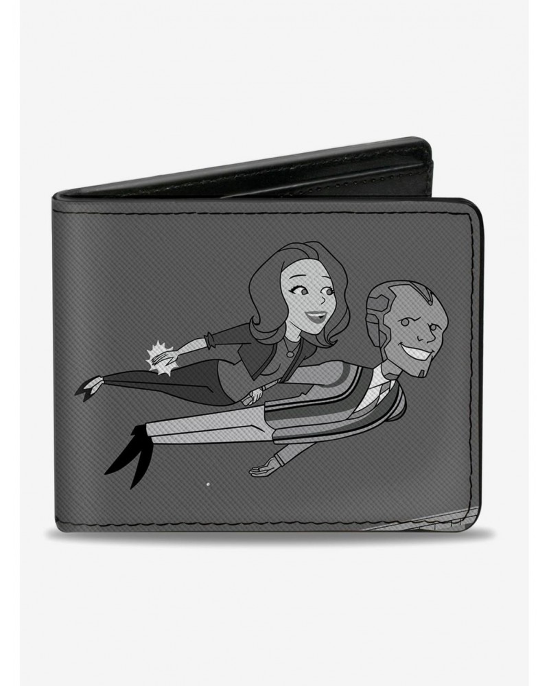 Marvel Wandavision Cartoon Wanda And Vision Flying Bifold Wallet $7.94 Wallets