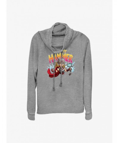 Marvel Thor: Love and Thunder Mighty Thor Eat My Hammer Cowl Neck Long-Sleeve Top $16.16 Tops