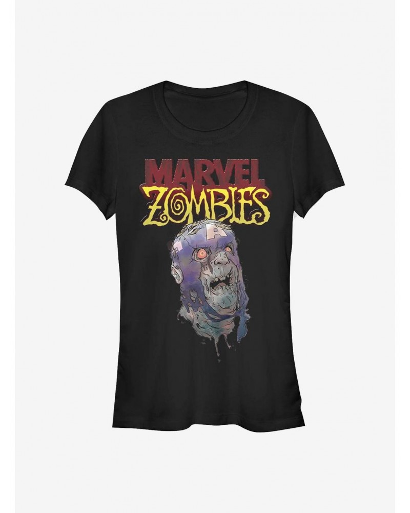 Marvel Zombies Head Of Captain America Girls T-Shirt $7.97 T-Shirts